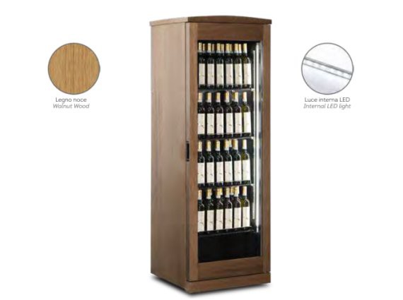 Vetrina verticale per vino CW 400L rivestimento in legno +5/+15° litri 376.